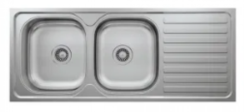 May Stainless Kitchen Sink Double Bowl, Single Drain 1200 X 500mm With Waste And Bottle Trap-overlay