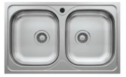 May Stainless Kitchen Sink Double Bowl (square) 800x500mm With Waste And Bottle Trap-overlay