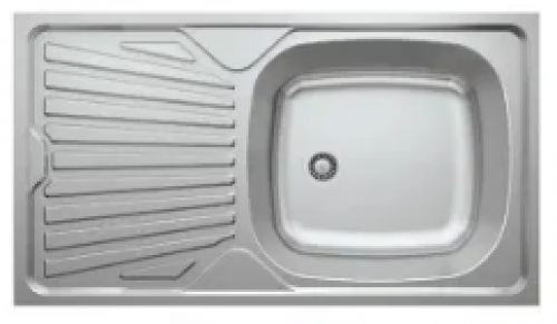 May Stainless Kitchen Sink Single Bowl, Single Drain 750x450mm With Waste And Bottle Trap-overlay